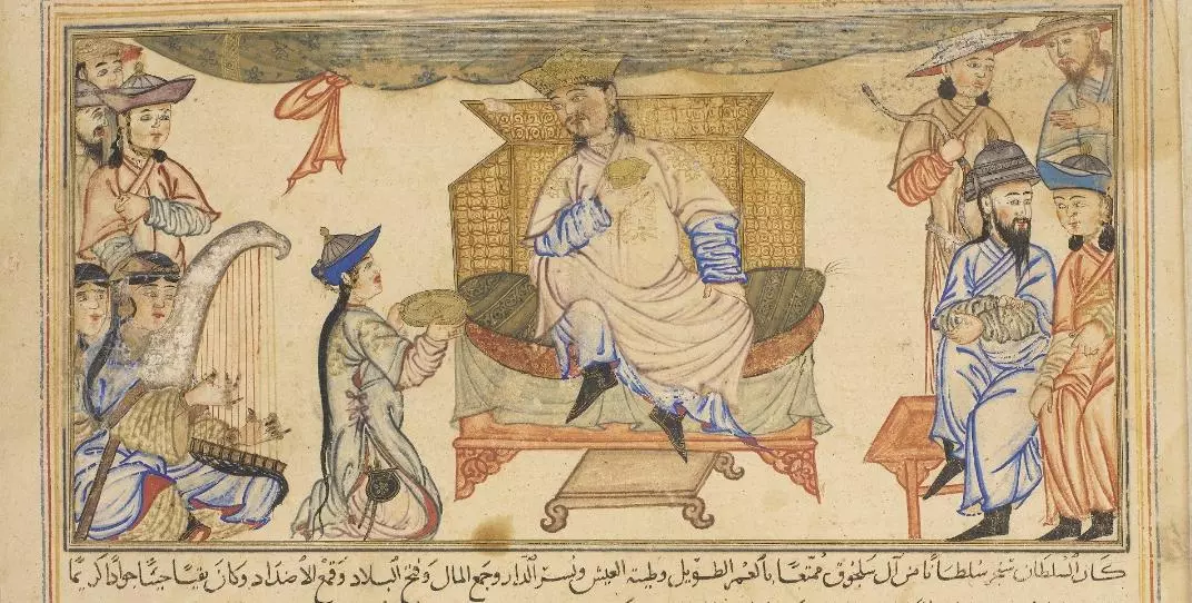 ahmad sanjar seated on his throne  seljuq monarch from 1097 to